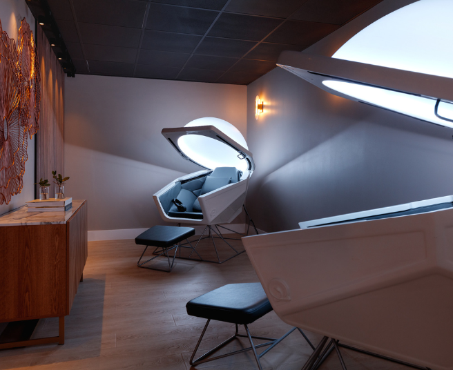 Room with two Somadome Meditation Pods